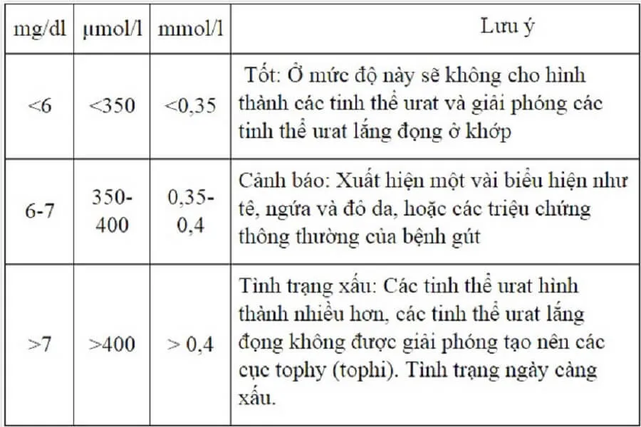 Chỉ số acid uric bao nhiêu thì bị gout? Có nguy hiểm không?